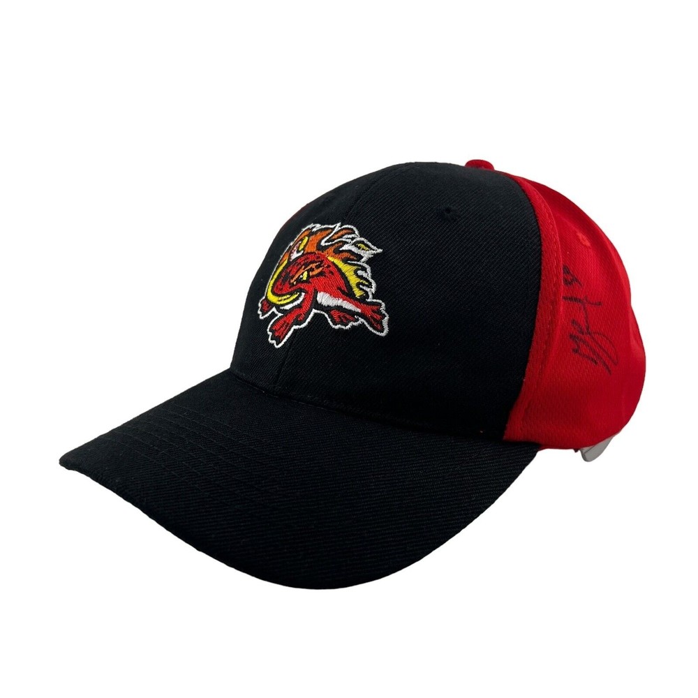 Florida Fire Frogs Autographed Ball Cap, Embroidered, Black, Red, OS